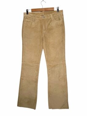 Gap Vintage Y2K Tan Suede Leather Boot Cut Pants Size 8 Classic CBK